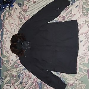 Lauren Ralph Lauren ski jacket small petite faux fur trim collar black zip up